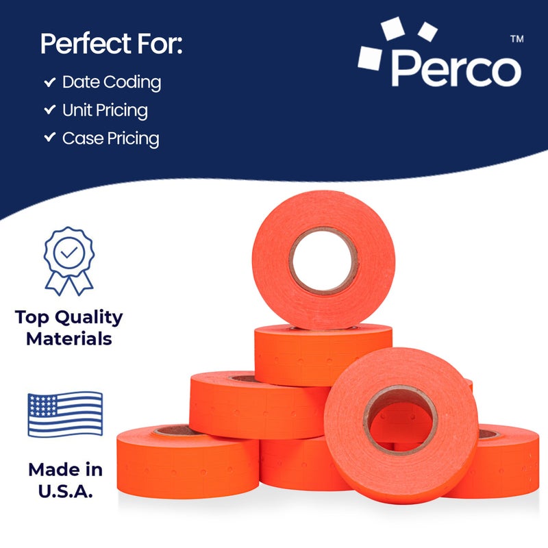 Perco 1 Line Fluorescent Red Labels - 32 Rolls, 4 Sleeves, 32,000 Blank Price and Date Gun Labels for Perco 1 Line Price and Date Guns - Made in USA - Image 4